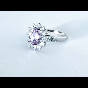 S925 Silver,  2.15ctw Lavender Amethyst & White Sapphire Ring